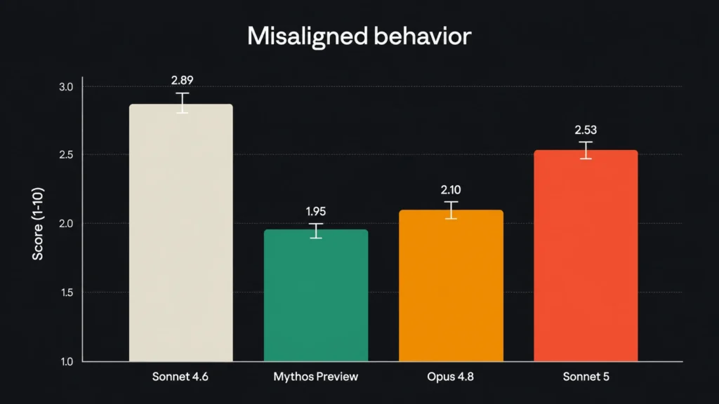 Misaligned-behaviour scores across models